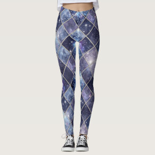 Midnight Blue Diamond Lattice - Starry Night (2) Leggings