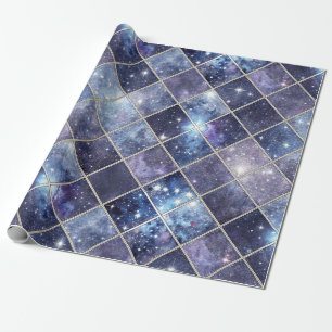 Midnight Blue Diamond Lattice - Starry Night (2) Wrapping Paper
