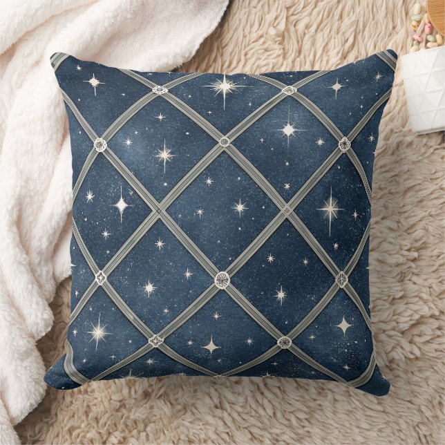 Midnight Blue Diamond Lattice - Starry Night Cushion (Blanket)