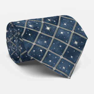 Midnight Blue Diamond Lattice - Starry Night Tie