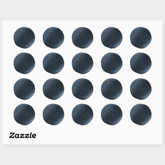 Midnight Blue Double Monogram Wax Seal Stickers (Sheet)