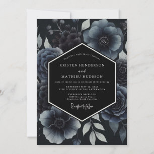 Midnight Blue Enchanting Winter Wedding Invitation