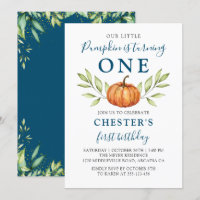 Midnight Blue Fall Little Pumpkin First Birthday