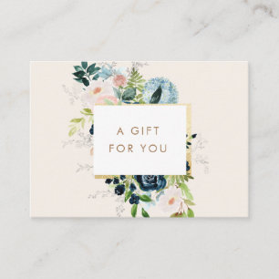 midnight blue floral gold border gift certificate