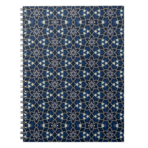 Midnight Blue Flowers Pattern Notebook
