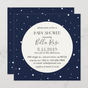 Midnight Blue Full Moon Star Baby Shower Card