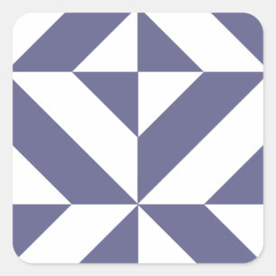 Midnight Blue Geometric Deco Cube Pattern Square Sticker
