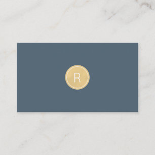 Midnight Blue Gold Monogram Minimal Business Card