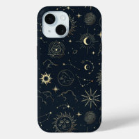 Midnight Blue Gold Star Constellation Pattern