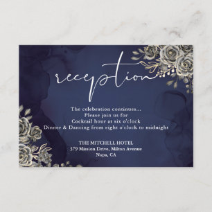 Midnight Blue Gothic Wedding Reception Enclosure Card