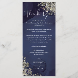 Midnight Blue Gothic Wedding Thank You Place Card