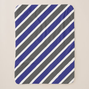 Midnight Blue & Grey Stripes Sherpa Blanket