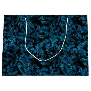 Midnight Blue Hawaiian Palms Large Gift Bag
