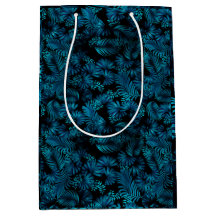 Midnight Blue Hawaiian Palms Tall Gift Bag