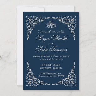 Midnight Blue Islamic Wedding Invitation