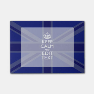 Midnight Blue Keep Calm and Your Text Union Jack Post-it Notes
