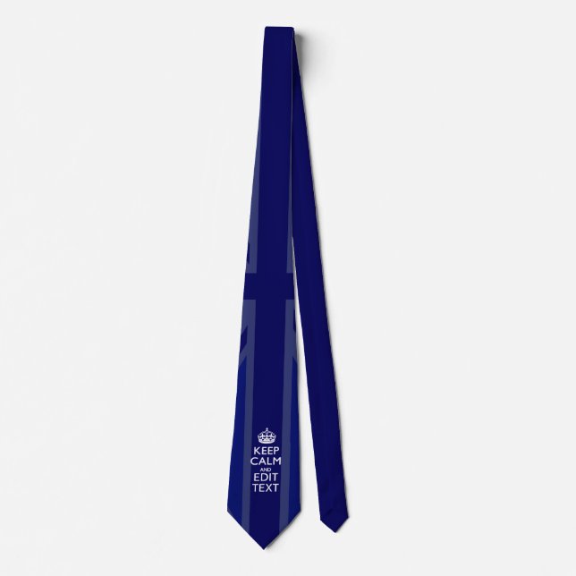 Midnight Blue Keep Calm and Your Text Union Jack Tie (Front)