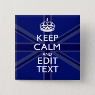 Midnight Blue Keep Calm Get Your Text Union Jack 15 Cm Square Badge