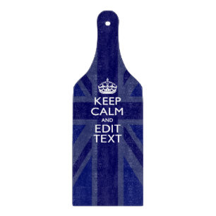 Midnight Blue Keep Calm Get Your Text Union Jack Cutting Board