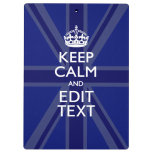 Midnight Blue Keep Calm Have Your Text Union Jack Clipboard