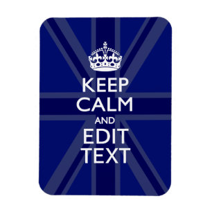 Midnight Blue Keep Calm Have Your Text Union Jack Magnet
