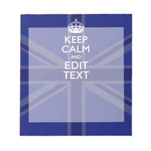 Midnight Blue Keep Calm Have Your Text Union Jack Notepad