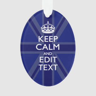 Midnight Blue Keep Calm Have Your Text Union Jack Ornament