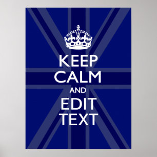 Midnight Blue Keep Calm Have Your Text Union Jack Poster