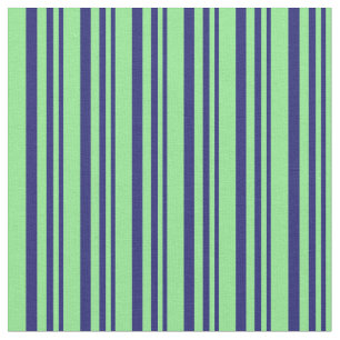 Midnight Blue & Light Green Coloured Lines Pattern Fabric