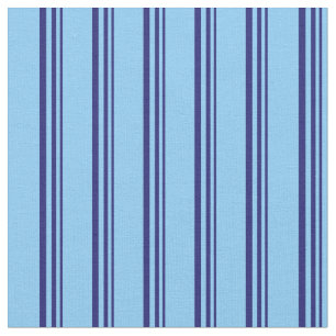 Midnight Blue & Light Sky Blue Coloured Lines Fabric