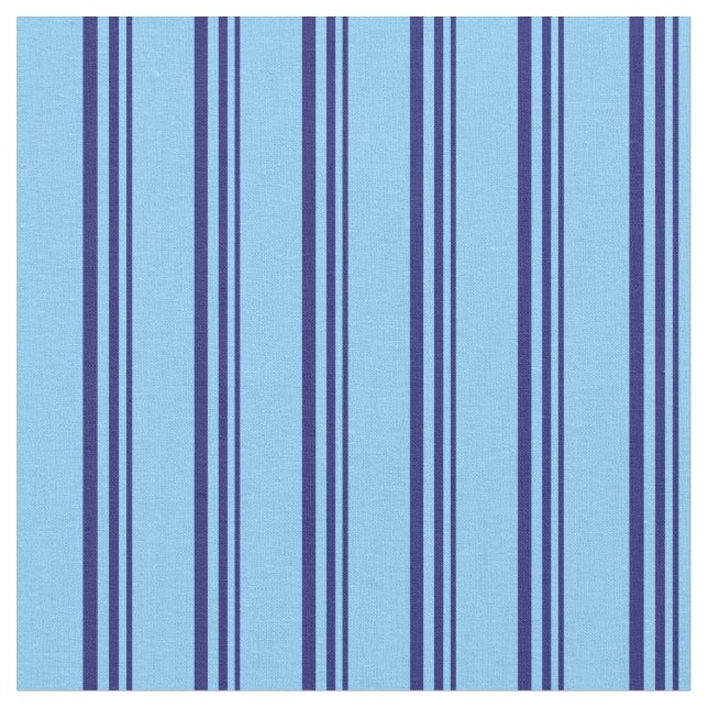 Midnight Blue & Light Sky Blue Coloured Lines Fabric (Close Up)