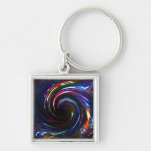 Midnight Blue lights Swirl-Design1 Key Ring