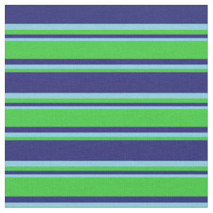 Midnight Blue, Lime Green, and Sky Blue Lines Fabric