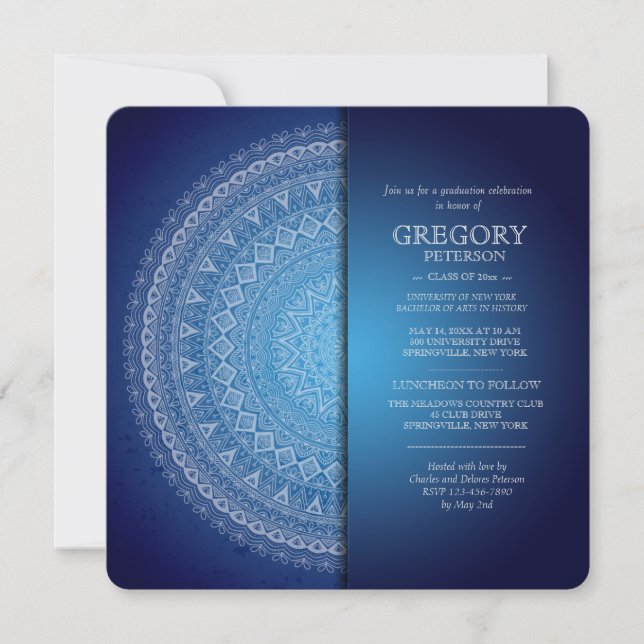 Midnight Blue Mandala Invitation (Front)