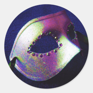 Midnight Blue Masquerade Classic Round Sticker