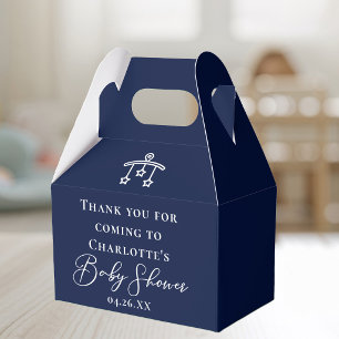 Midnight Blue Minimalist Baby Shower Custom Party Favour Box