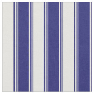 Midnight Blue & Mint Cream Coloured Stripes Fabric