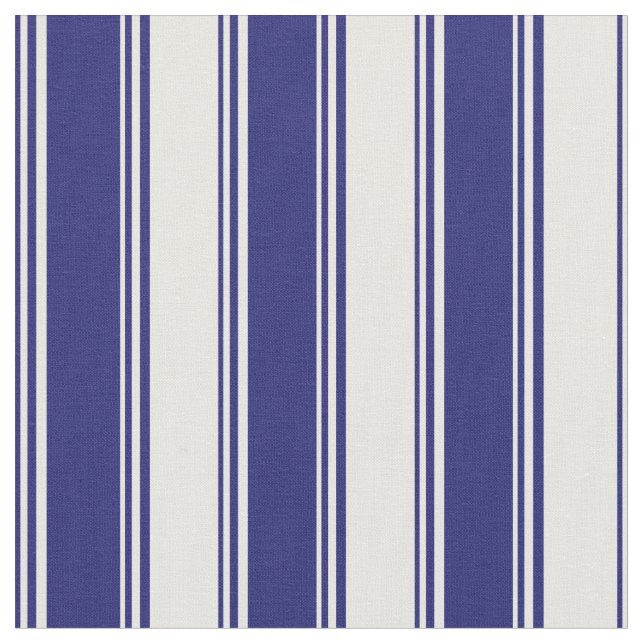 Midnight Blue & Mint Cream Pattern Fabric (Close Up)