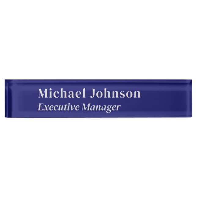 Midnight blue modern professional minimalist pro nameplate (Front)