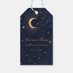 Midnight Blue Moon Stars Quinceanera Gift Tags