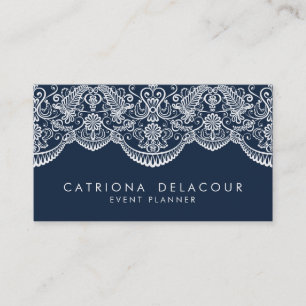 Midnight Blue Moroccan Lace Pattern Business Card