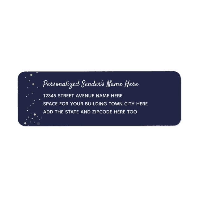 Midnight Blue Personalised Address Return Address Label (Front)