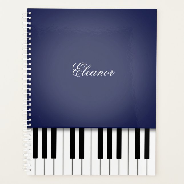 Midnight Blue Piano Music Keyboard CustomIzed Planner (Front)