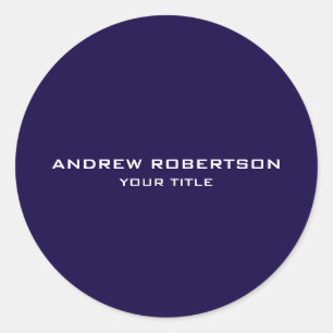 Midnight Blue Plain Elegant Minimalist Simple Classic Round Sticker