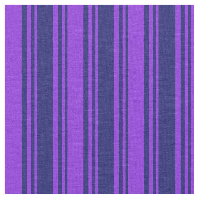 Midnight Blue & Purple Coloured Striped Pattern Fabric (Close Up)