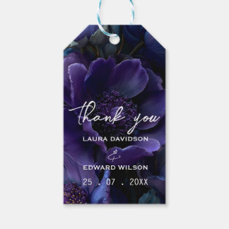 Midnight Blue & Purple Floral Wedding Suit Collect Gift Tags