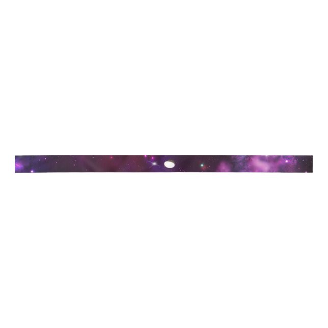 Midnight Blue Purple Galaxy Satin Ribbon (Front)