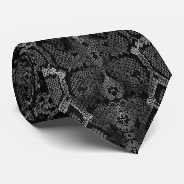 Midnight Blue Python Snakeskin Tie (Rolled)