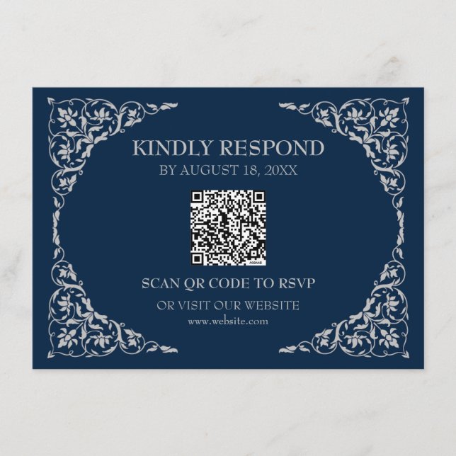 Midnight Blue QR RSVP Card (Front)