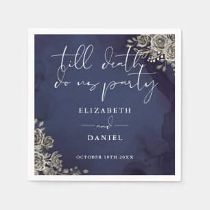 Midnight Blue Roses Floral Gothic Wedding Napkin